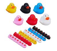 Relaxdays Paperelle da Bagno, Set da 48, Mini Papere in Gomma per Vasca, Decorazione, 6 Colori, Toys Bath, Multicolore