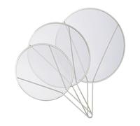 Relaxdays Paraschizzi per Padelle, Set 3, Acciaio Inox, ∅ 25 e 29 e 33 cm, Paraspruzzi Frittura Olio con Manico, Argento