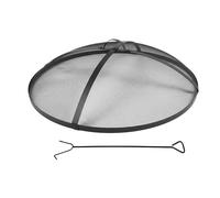 Relaxdays Parascintille in Acciaio Ø 80 cm con Manico e attizzatoio, Nero, Protezione Rotonda per braciere