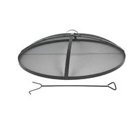 Relaxdays Parascintille in Acciaio Ø 90 cm con attizzatoio e Maniglia, Nero, per braciere