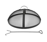 Relaxdays Parascintille per braciere, Ø 50 cm, con attizzatoio, Maniglia, griglia Rotonda