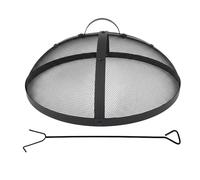 Relaxdays Parascintille per braciere, Ø 60 cm, con attizzatoio e Manico, griglia Rotonda, Acciaio