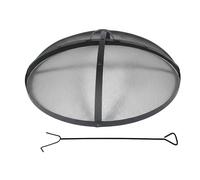 Relaxdays Parascintille per braciere, Acciaio Nero, Diametro 70 cm, con attizzatoio e Manico