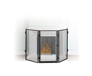 Relaxdays Parascintille per Camino in Metallo, Griglia di Protezione Parafuoco per Bambini e Animali, Acciaio, Nero