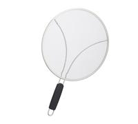 Relaxdays Paraschizzi per Padelle, in Acciaio Inox, ∅ 29 cm, Paraspruzzi Frittura Olio con Manico in Plastica, Argento