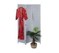 Relaxdays Paravento a 3 Pannelli, HxL 170x120 cm, Separé Pieghevole per Stanze, in Legno e Plastica, da Interni, Grigio