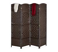 Relaxdays Paravento a 4 Pannelli, HxL: 170 x 160 cm ca., Divisore Pieghevole, Separé per Ambienti Interni, in Marrone