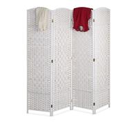 Relaxdays Paravento a 4 Pannelli, HxL: 170 x 160 cm ca., Divisore Pieghevole, Separé per Ambienti Interni, Color Bianco