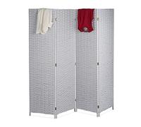 Relaxdays Paravento a 4 Pannelli, HxL: 180 x 180 cm ca, Divisore Pieghevole, Separé per Ambienti Interni, Bianco/Grigio, 180 x 180 x 2 cm