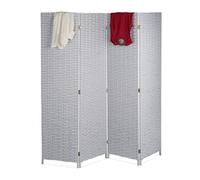 Relaxdays Paravento a 4 Pannelli, HxL: 180 x 180 cm ca, Divisore Pieghevole, Separé per Ambienti Interni, Bianco/Grigio, 180 x 180 x 2 cm