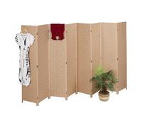 Relaxdays Paravento a 8 Pannelli, HxL: 170 x 320 cm ca., Divisore Pieghevole, Separé per Ambienti Interni, Vari Colori