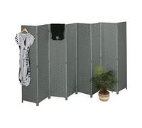 Relaxdays Paravento ad 8 Pannelli, Divisore Pieghevole, HxL170x320 cm, Legno, Carta, XXL, Separé per Interni, Grigio, 170 x 320 cm
