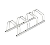 Relaxdays Portabici da terra – Supporto per 4 biciclette, e-bike, ruote fino 50 mm, argento, acciaio