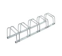 Relaxdays Portabici da Terra, Supporto per 5 Biciclette, per Ruote Fino 60 mm, Metallo, Parcheggio, Garage, Argentato, Acciaio
