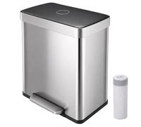 Relaxdays Pattumiera 2 scomparti acciaio inox