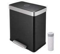 Relaxdays Pattumiera 2 scomparti acciaio inox