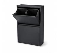 Relaxdays Pattumiera, 4x18 L, 4 scomparti, sportello frontale, nero | Cucina e raccolta differenziata, acciaio, HxLxP: 93 x 60 x 25 cm