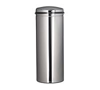 Relaxdays Pattumiera 50 L, con sensore, in acciaio, alto 80 cm, diametro 30 cm coperchio automatico, tondo, argento