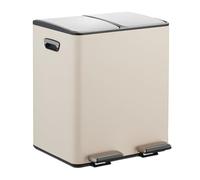 Relaxdays Mülleimer Küche 2X 15 Liter 2 Scomparti, 15 Litri, Secchio Interno Rimovibile, Cucina, pattumiera a Pedale, Ferro, Beige/Argento, 10% plastica 90%