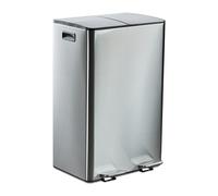 Relaxdays Pattumiera a Pedale da Cucina, 2 Scomparti 30 L Carta e Plastica, Coperchio Silenzioso, Acciaio Inox, Argento