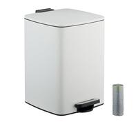 Relaxdays Pattumiera a Pedale da Cucina, Cestino Rifiuti da 20 L, Cestello Interno Rimovibile, Sacchetto, Ferro, Bianco, 30% plastica 70%, 20 Litri