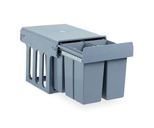 Relaxdays Pattumiera ad Incasso da Cucina, Estraibile, 4 Contenitori Ciascuno 8 Litri, Plastica, 35,1x34,3x48 cm, Grigio