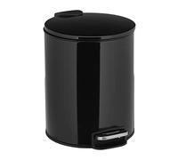 Relaxdays Pattumiera Bagno, 5 L, Cestino Cosmetici, Pedale e Chiusura Soft-Close, Cesto Interno Rimovibile, Ferro, Nero, 26 x 20,5 x 25 cm