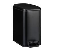 Relaxdays Pattumiera Bagno a Pedale 5 L, Cestino Secchio Interno Rimovibile e Coperchio Ammortizzato, Ferro Opaco, Nero