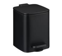 Relaxdays Pattumiera Bagno a Pedale, Coperchio Softclose 6 L, Cestino e Cesto Interno Rimovibile, Bidone in Ferro, Nero
