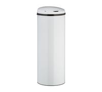 relaxdays Pattumiera con Sensore 50 l, Secchio Spazzatura Acciaio Inox Coperchio Elettrico, Automatico, HD 80x30, Bianco
