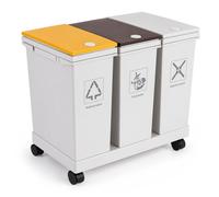 Relaxdays Pattumiera con ruote a 3 scomparti