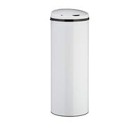 relaxdays Pattumiera con Sensore 50 l, Secchio Spazzatura Acciaio Inox Coperchio Elettrico, Automatico, HD 80x30, Bianco