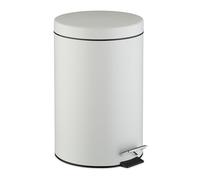 Relaxdays Pattumiera Cucina a Pedale, Cestino 20 L con Secchio Interno Rimovibile, Cesto con Coperchio, Acciaio, Bianco