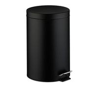 Relaxdays Pattumiera Cucina a Pedale, Cestino da 20 L con Secchio Interno Rimovibile, Cesto con Coperchio, Acciaio, Nero