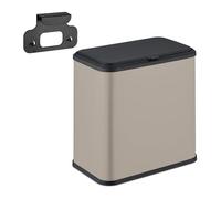 Relaxdays Pattumiera da Appendere in Cucina, Cestino 5 L, Secchio Umido Estraibile, Cesto Bagno, Ferro e Plastica, Beige, 20% 60%