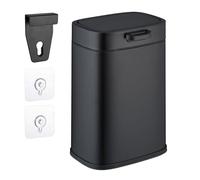 Relaxdays Pattumiera da Appendere in Cucina, Cestino da da 5 l, Secchio per Umido Estraibile, Coperchio, in Ferro, Nero