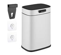 Relaxdays Pattumiera da Appendere in Cucina, Cestino da 5 l, Secchio per Umido Estraibile, Coperchio, in Ferro, Bianco