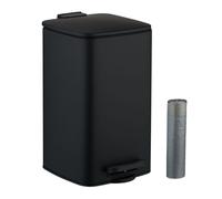 Relaxdays Pattumiera Bagno a Pedale 8 L, Cestino Interno Rimovibile, Coperchio Ammortizzato, Sacchetti inclusi, Metallo