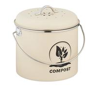 Relaxdays Pattumiera da Cucina per Umido, Cestino Organico 3,5 L, Secchio Rifiuti Compost con 2 Filtri Antiodore, Crema