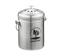 Relaxdays Pattumiera da Cucina Umido, Cestino Organico 5 L, Secchio Rifiuti Compost, Filtro Odori, Acciaio Inox, Grigio