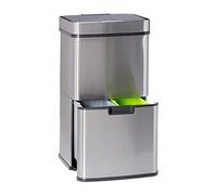 Relaxdays Pattumiera differenziata sensore 60 L 3 scomparti, estraibile, acciaio inox HLP: 74,5 x 42 x 31, 5 cm argento