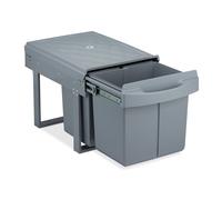 Relaxdays Pattumiera Estraibile, 3 Secchi, Bidoni Raccolta Differenziata Sottlavello, 15L, 2x8L, 34,6x34x51,8 cm, Grigio