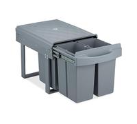 Relaxdays Pattumiera Estraibile con 4 Secchi, Bidoni Raccolta Differenziata Sottolavello, 4x 8L, 34,6x34x51,8 cm, Grigio