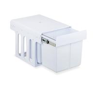 Relaxdays Pattumiera Estraibile Sottolavello, Cestino Raccolta Differenziata 2 Scomparti 15 L, 35,1x34,3x48 cm, Bianco, Acciaio, Plastica