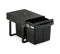 Relaxdays Pattumiera Estraibile Sottolavello, Cestino Raccolta Differenziata 2 Scomparti da 15 L, 34,6x34x51,8 cm, Nero, Plastica, Acciaio