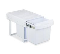 Relaxdays Pattumiera Estraibile Sottolavello, Cestino Raccolta Differenziata 2 Scomparti da 15L, 34,6x34x51,8 cm, Bianco