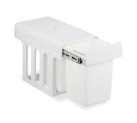 Relaxdays Pattumiera Estraibile Sottolavello, Cestino Raccolta Differenziata 2 Scomparti da 8 L, 35,5x25x47 cm, Bianco, Acciaio, Plastica