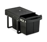 Relaxdays Pattumiera Estraibile Sottolavello, Cesto Raccolta Differenziata 3 Scomparti 15L e 8L, 34,6x34x51,8 cm, Nero, Plastica, Acciaio