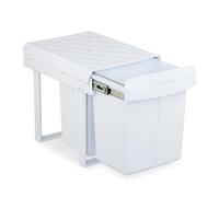 Relaxdays Pattumiera Estraibile Sottolavello, Cesto Raccolta Differenziata 3 Scomparti 20L e 10L, 41,3x34x51,8cm, Bianco