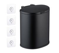 Relaxdays Pattumiera da Appendere in Cucina, Cestino da da 9 l, Secchio per Umido Estraibile, con Coperchio, Ferro, Nero